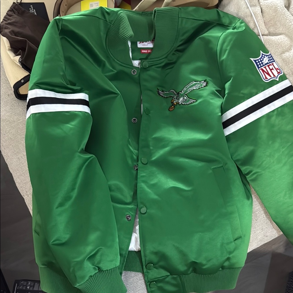 Green Satin NFL Eagles Jacket
